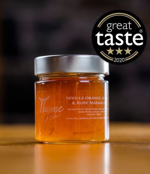 Seville Orange, Mango, Rose marmalade with great taste award.